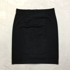 Ann Taylor Mini Pencil Skirt 4P Woman Petite Black Silk Knit Rayon Stretch Pleat